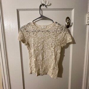 Abound white lace tight short sleee tshirt